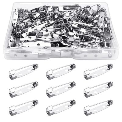 100 Pcs Bar Pins - Silver Brooch Clasp Pins for Badges, DIY Craft, Sewing, Baby Shower, Wedding Name Tags (25mm)