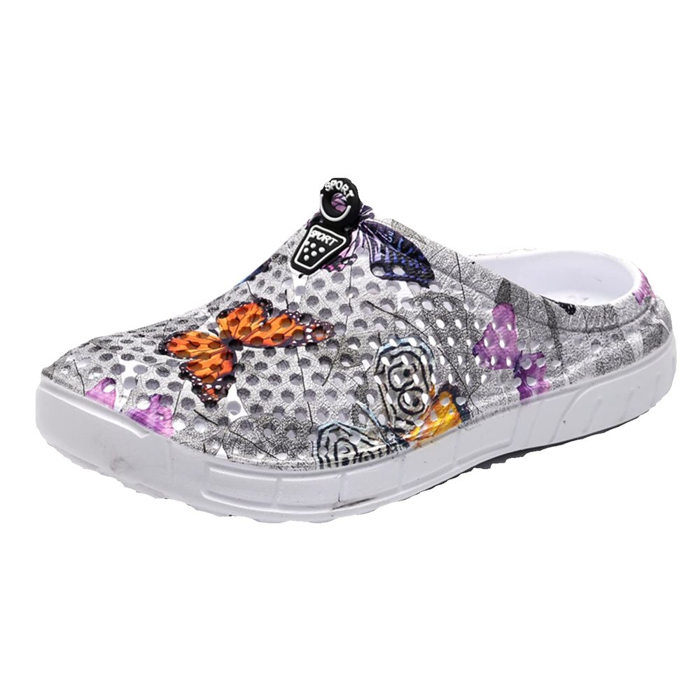 DRESER Women's Garden Clogs Breathable Shoes Bathing Shoes Beach Shoes Water Shoes Footwear Slippers Walking Shoes Home Travel Shoes Grey