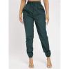 DGHM-JLMY Solid Women Tie Hem Casual Pants Casual Pencil Pants with Pockets Work Trousers Paper Bag Loose Waist Long Trousers (Navy Blue,X-Small) view 3