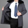 Maiyifu-GJ Men's Winter Single Breasted Trench Overcoat Removable Faux Fur Collar Coat Warm Business Long Pea Coat Outwear (Grey,170) view 2