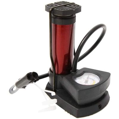Feiyx Mini Foot Bike Pump with Pressure Gauge, Portable Air Pump for Football Motorcycle Basketball Road Bike Mountain Bike Balls Balloons,Bike Floor Pump with Gauge (Color : Red)