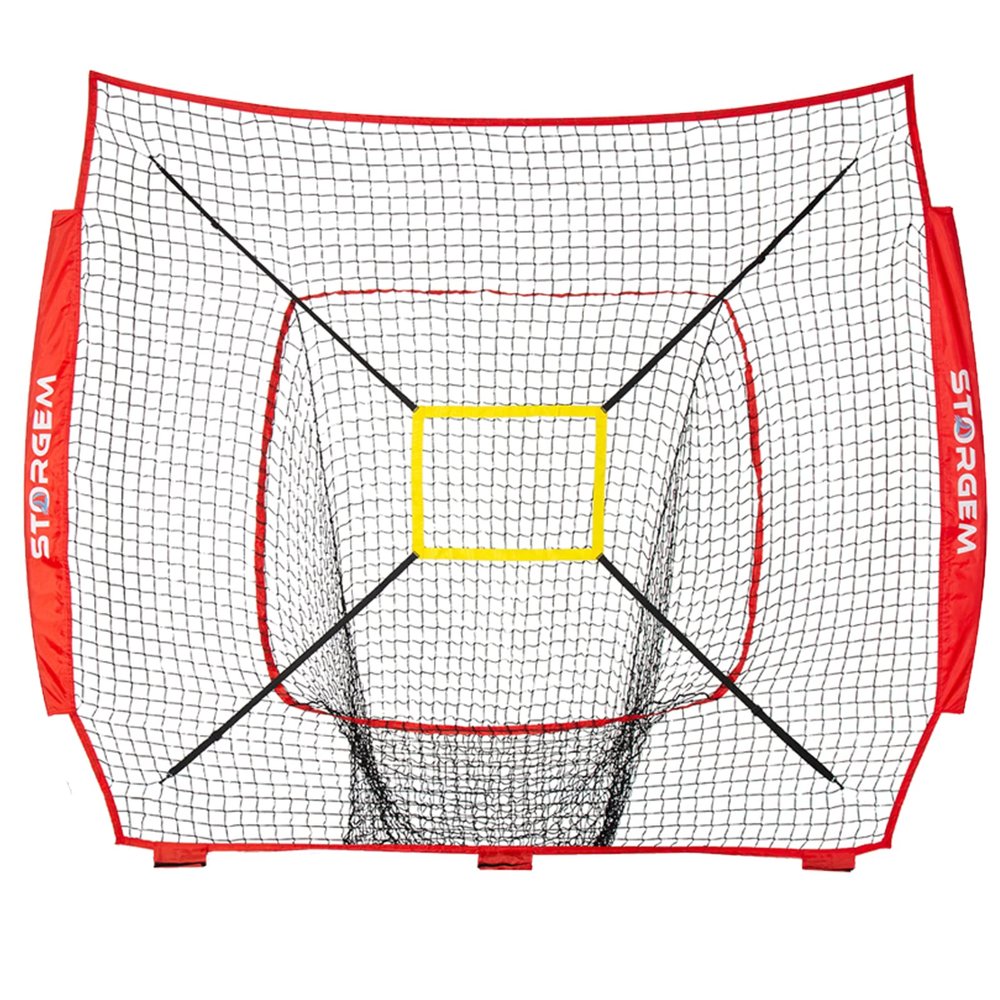 Storgem Replacement Net for Baseball, 7-Strand Knotless Polyester Net, Fits 7x7ft Size Baseball Bow Style Frames (Red)