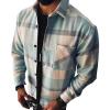 Maiyifu-GJ Men's Flannel Plaid Shirt Jackets Long Sleeve Checkered Button Down Shirts Regular Warm Outdoor Tops with Pocket (Light Blue,3X-Large) view 1
