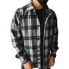 Maiyifu-GJ Men's Flannel Plaid Shirt Jackets Long Sleeve Checkered Button Down Shirts Regular Warm Outdoor Tops with Pocket (Black 3,4X-Large) view 1