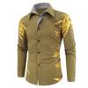 Maiyifu-GJ Mens Print Button Down Dress Shirt Shiny Golden Printed Long Sleeves Shirts Casual Floral Nightclub Shirt Costume (ArmyGreen,Large) view 1