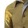 Maiyifu-GJ Mens Print Button Down Dress Shirt Shiny Golden Printed Long Sleeves Shirts Casual Floral Nightclub Shirt Costume (ArmyGreen,Large) view 4