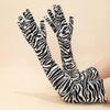 Ylucky Women Elbow Length Opera Gloves Classic Leopard Zebra Print Velvet Long Gloves Halloween Cosplay Costume view 2