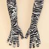 Ylucky Women Elbow Length Opera Gloves Classic Leopard Zebra Print Velvet Long Gloves Halloween Cosplay Costume view 4