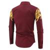 Mens Print Button Down Dress Shirt Shiny Golden Printed Long Sleeves Shirts Casual Floral Nightclub Shirt Costume (Dark Red,X-Large) view 2
