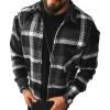 Maiyifu-GJ Men's Flannel Plaid Shirt Jackets Long Sleeve Checkered Button Down Shirts Regular Warm Outdoor Tops with Pocket (Black 2,XX-Large) view 1