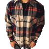 Maiyifu-GJ Men's Flannel Plaid Shirt Jackets Long Sleeve Checkered Button Down Shirts Regular Warm Outdoor Tops with Pocket (Red 1,3X-Large) view 1