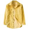 Maiyifu-GJ Mens Long Sleeve Corduroy Shirts Solid Color Button Down Ribbed Fall Tops Lightweight Casual Warm Shacket Jacket (Yellow,X-Large)