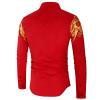 Maiyifu-GJ Mens Print Button Down Dress Shirt Shiny Golden Printed Long Sleeves Shirts Casual Floral Nightclub Shirt Costume (Red,Medium) view 2