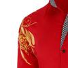 Maiyifu-GJ Mens Print Button Down Dress Shirt Shiny Golden Printed Long Sleeves Shirts Casual Floral Nightclub Shirt Costume (Red,Medium) view 4