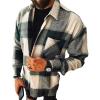 Maiyifu-GJ Men's Flannel Plaid Shirt Jackets Long Sleeve Checkered Button Down Shirts Regular Warm Outdoor Tops with Pocket (Green,XX-Large) view 1
