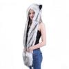 Faux Fur Animal Hat Plush Warm 3-in-1 Hat Scarf Gloves Set Winter Hood Cap for Halloween Xmas Cosplay Party view 1