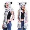 Faux Fur Animal Hat Plush Warm 3-in-1 Hat Scarf Gloves Set Winter Hood Cap for Halloween Xmas Cosplay Party view 2