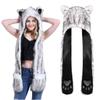 Faux Fur Animal Hat Plush Warm 3-in-1 Hat Scarf Gloves Set Winter Hood Cap for Halloween Xmas Cosplay Party view 4