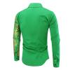 Maiyifu-GJ Men's Print Button Down Dress Shirt Shiny Golden Printed Long Sleeves Shirts Casual Slim Floral Nightclub Costume (Green,Medium) view 2