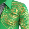 Maiyifu-GJ Men's Print Button Down Dress Shirt Shiny Golden Printed Long Sleeves Shirts Casual Slim Floral Nightclub Costume (Green,Medium) view 4