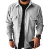 Maiyifu-GJ Men's Flannel Plaid Shirt Jackets Long Sleeve Checkered Button Down Shirts Regular Warm Outdoor Tops with Pocket (Grey,Small) view 1