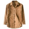 Maiyifu-GJ Mens Long Sleeve Corduroy Shirts Solid Color Button Down Ribbed Fall Tops Lightweight Casual Warm Shacket Jacket (Khaki,Large) view 1