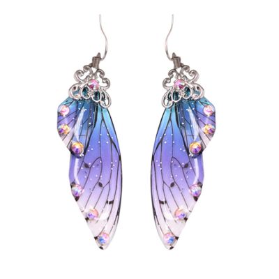JUNYY Vintage Long Butterfly Wing Drop Dangle Earrings Multicolored Rhinestone Hook Earrings For Women (Style 7)