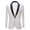 Maiyifu-GJ Men's Premium Velvet Blazer Jacket Slim Fit Solid Shawl Lapel Tuxedo Suit One Button Dinner Party Prom Sport Coat (White,X-Large) view 1