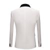 Maiyifu-GJ Men's Premium Velvet Blazer Jacket Slim Fit Solid Shawl Lapel Tuxedo Suit One Button Dinner Party Prom Sport Coat (White,X-Large) view 2