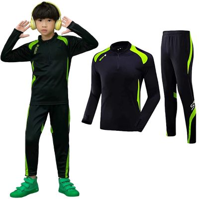 HSTiSan Boy's Tracksuit Long Sleeve Color Block Casual Sweatsuit + Pants Set Kids Boys Jogging Uniform Jersey Suit 3-12Y, Black and green/4-5T