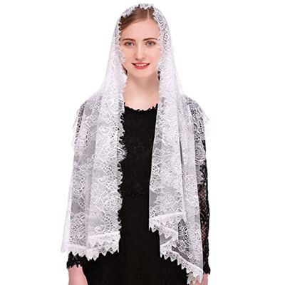 JIAHG Cathedral Bridal Veils Infinity Chapel Inspired Prayer Latin Mass Lace Mantilla Church Muslim Communion Headcover Veil
