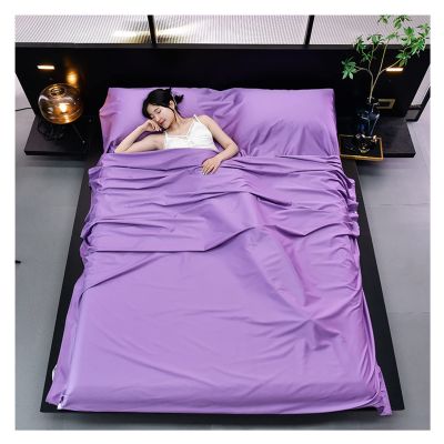 Sleeping Bag Liners Compact Adult Sleeping Bag, Comfortable Cotton Sleeping Bag Liner for All Seasons, Suitable for Camping Trip Hotel Dust Sheet (Color : Purple, Size : 180x210cm/70.86x82.67in)