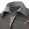 Mens Print Button Down Dress Shirt Shiny Golden Printed Long Sleeves Shirts Casual Floral Nightclub Shirt Costume (Grey,Large) view 3