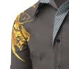 Mens Print Button Down Dress Shirt Shiny Golden Printed Long Sleeves Shirts Casual Floral Nightclub Shirt Costume (Grey,Large) view 4