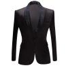 Men's Premium Velvet Blazer Jacket Slim Fit Solid Shawl Lapel Tuxedo Suit One Button Dinner Party Prom Sport Coat (Black,3X-Large) view 1