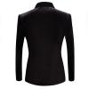 Men's Premium Velvet Blazer Jacket Slim Fit Solid Shawl Lapel Tuxedo Suit One Button Dinner Party Prom Sport Coat (Black,3X-Large) view 2