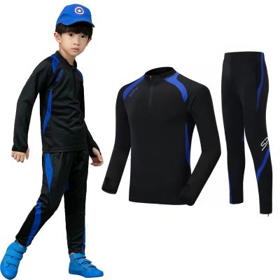 HSTiSan Boy's Tracksuit Long Sleeve Color Block Casual Sweatsuit + Pants Set Kids Boys Jogging Uniform Jersey Suit 3-12Y, Black and blue/3-4T