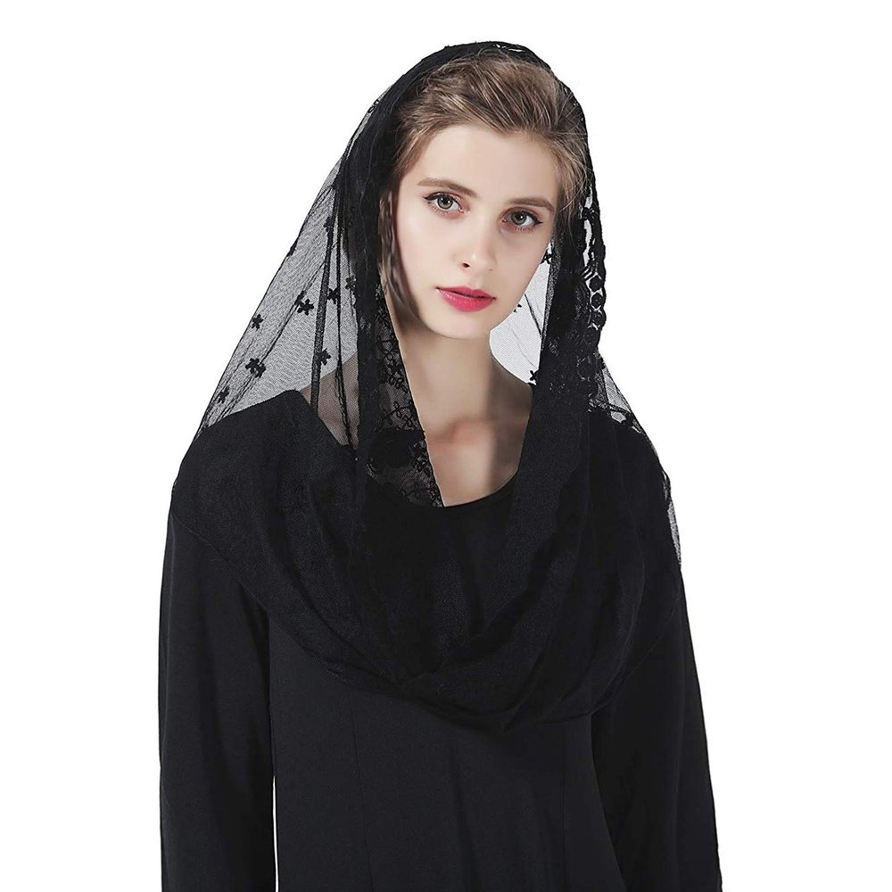 JIAHG Cathedral Bridal Veils Infinity Chapel Inspired Prayer Latin Mass Lace Mantilla Church Muslim Communion Headcover Veil