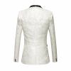 Men's Luxury Floral Tuxedo Jacket Paisley Jacquard Shawl Lapel Dress Suit Embroidered Wedding Blazer Sport Coat (White,X-Small) view 2