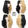 Askuang Long Curly Half Black Half Blonde Wig with 2 Detachable Ponytails Black and Blonde Pigtail Wig with Bangs Split Dye Wigs for Halloween Cosplay view 2