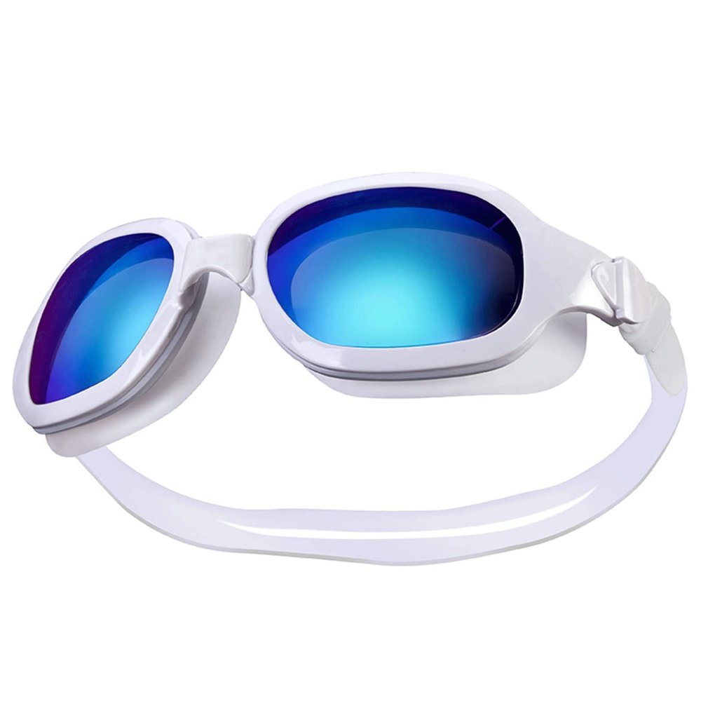 FRAHS Swim Goggles, Anti-Fog HD Electroplating Swimming Glasses, Protection Wide View Swim Goggles with Silicone Seal Very Suitable for Swim Enthusiasts (Color : White)