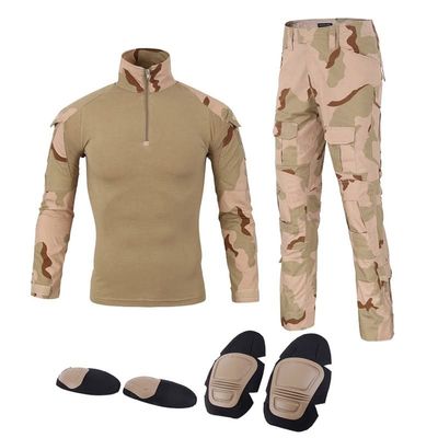 YABOO Tactical Camouflage Uniform BDU Combat Sports Clothing Airsoft Hunting Shooting Battle Dress Shirt Pants Set with Kneepad Elbow Pads