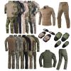 YABOO Tactical Camouflage Uniform BDU Combat Sports Clothing Airsoft Hunting Shooting Battle Dress Shirt Pants Set with Kneepad Elbow Pads view 2