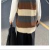 HEYDHSDC Men Striped Spring Popular Loose Japanese Style Retro Students V-Neck Sweater Vest Brown Asian Size M view 2
