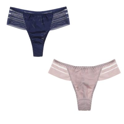 Women Sexy Mesh Thongs Seamless Low Rise Underwear Transparent Panties Intimates Girls Lingerie (Color : 2pcs Combination 6, Size : M-(35-50KG))