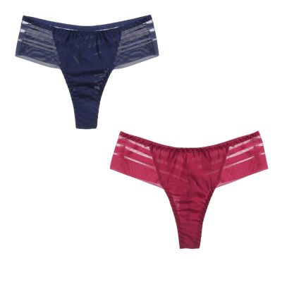 Women Sexy Mesh Thongs Seamless Low Rise Underwear Transparent Panties Intimates Girls Lingerie (Color : 2pcs Combination 5, Size : M-(35-50KG))