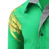 Maiyifu-GJ Mens Print Button Down Dress Shirt Shiny Golden Printed Long Sleeves Shirts Casual Floral Nightclub Shirt Costume (Green,Medium) view 4