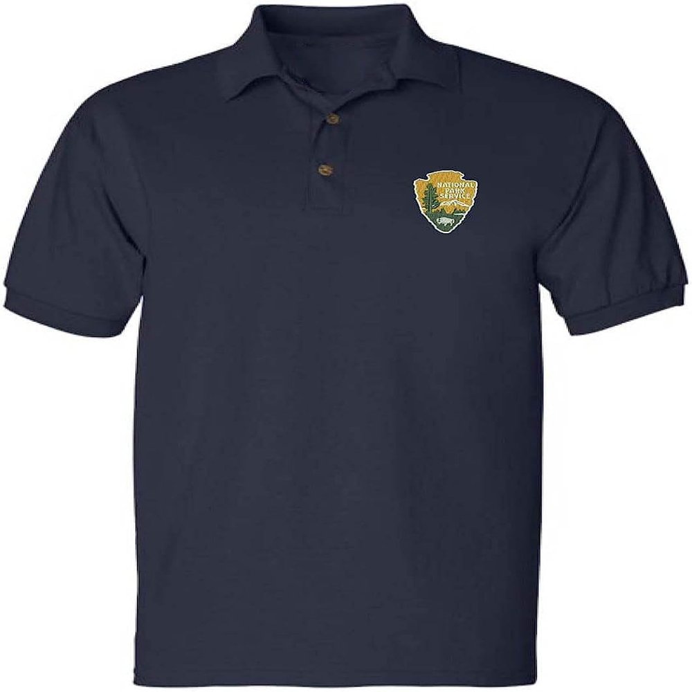 ALLNTRENDS National Park Service Men's Polo T Shirt Embroidered U.S. National Park Service Shirt (L, Navy Blue)