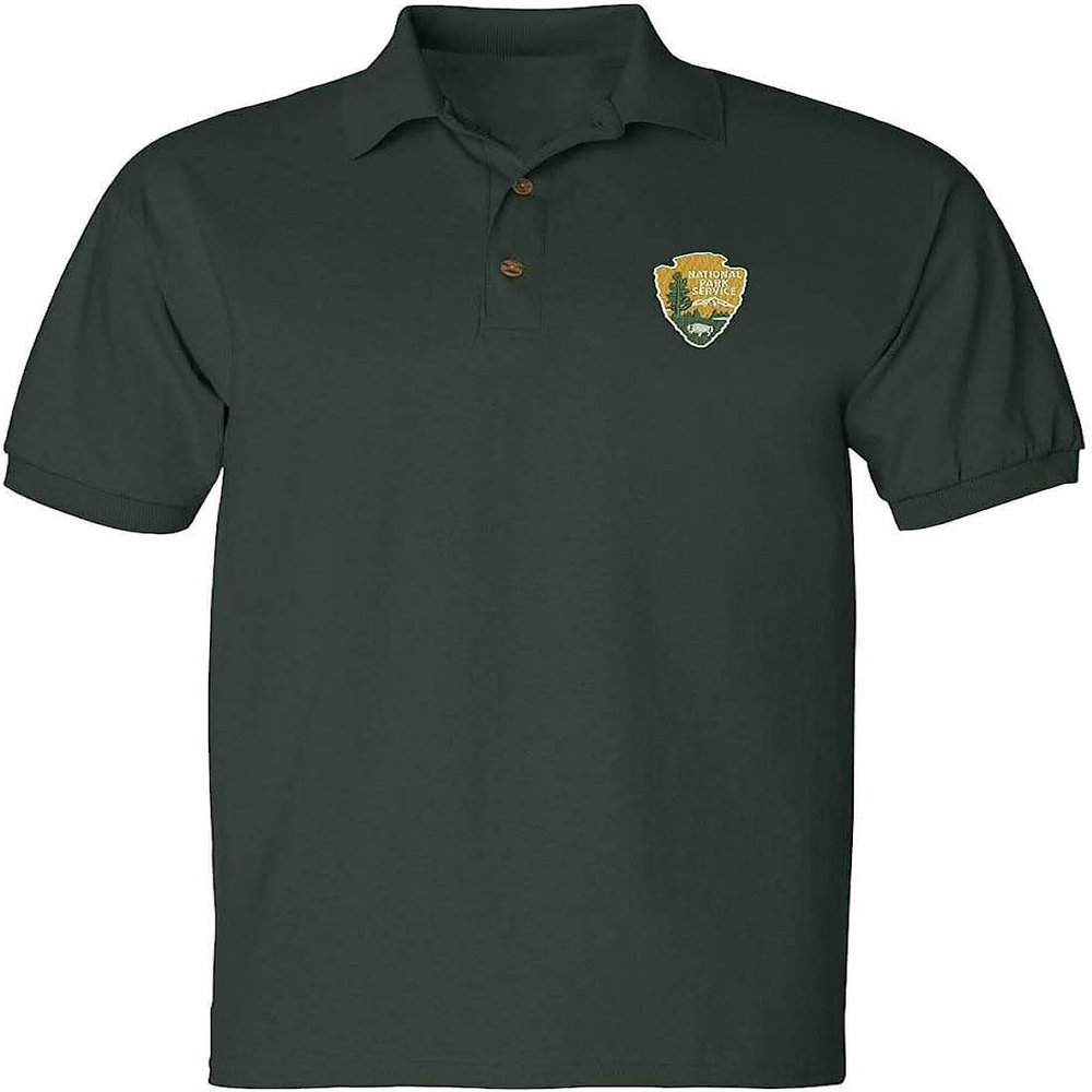 ALLNTRENDS National Park Service Men's Polo T Shirt Embroidered U.S. National Park Service Shirt (S, Forest Green)