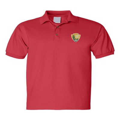 ALLNTRENDS National Park Service Men's Polo T Shirt Embroidered U.S. National Park Service Shirt (2XL, Red)